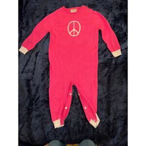 BOUTIQUE CASHMERE BLEND PINK LOVE PEACE ONESIE BABY 18-24 MONTHS